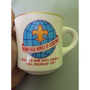 Vintage Boy Scout Coffee Mug Cup Vtg WONDERFUL WORLD of SCOUTING 1977 70s